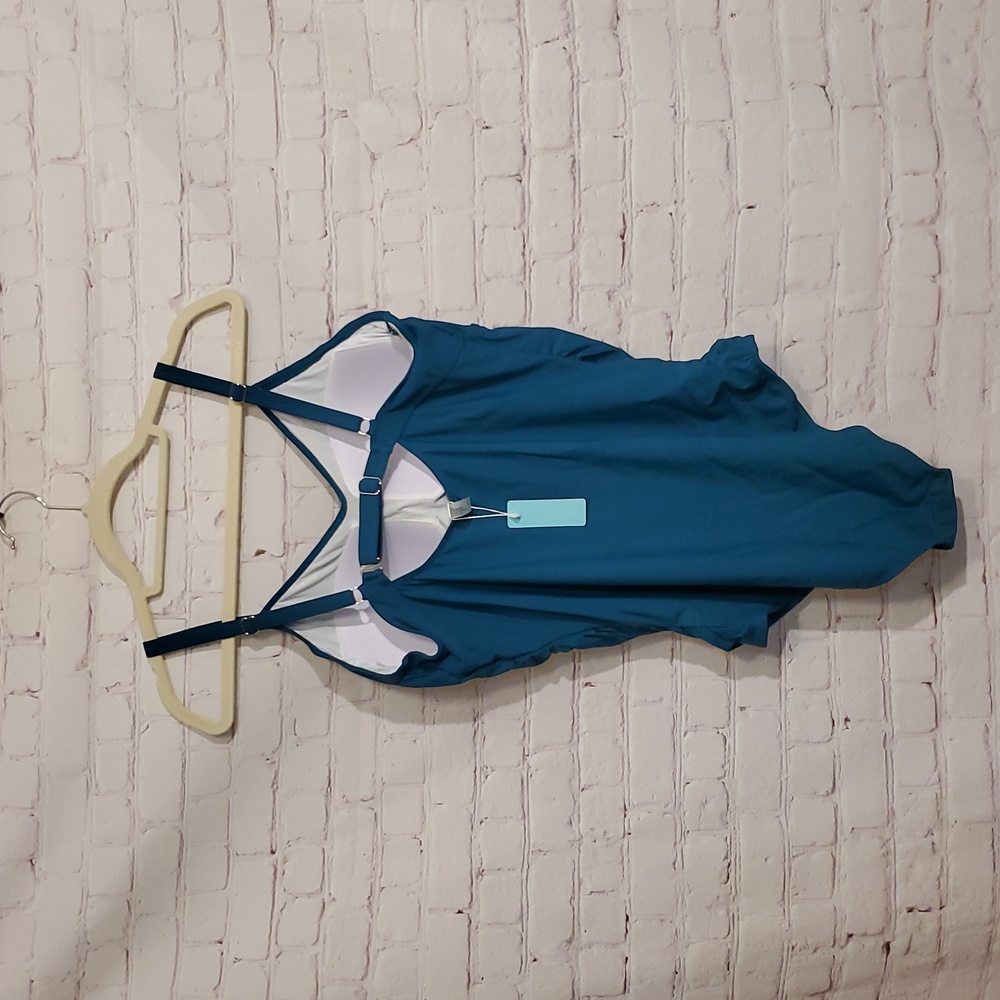 NWT Aqua Eve Green One-Piece Swimsuit w/ Coverup - Picture 3 of 10